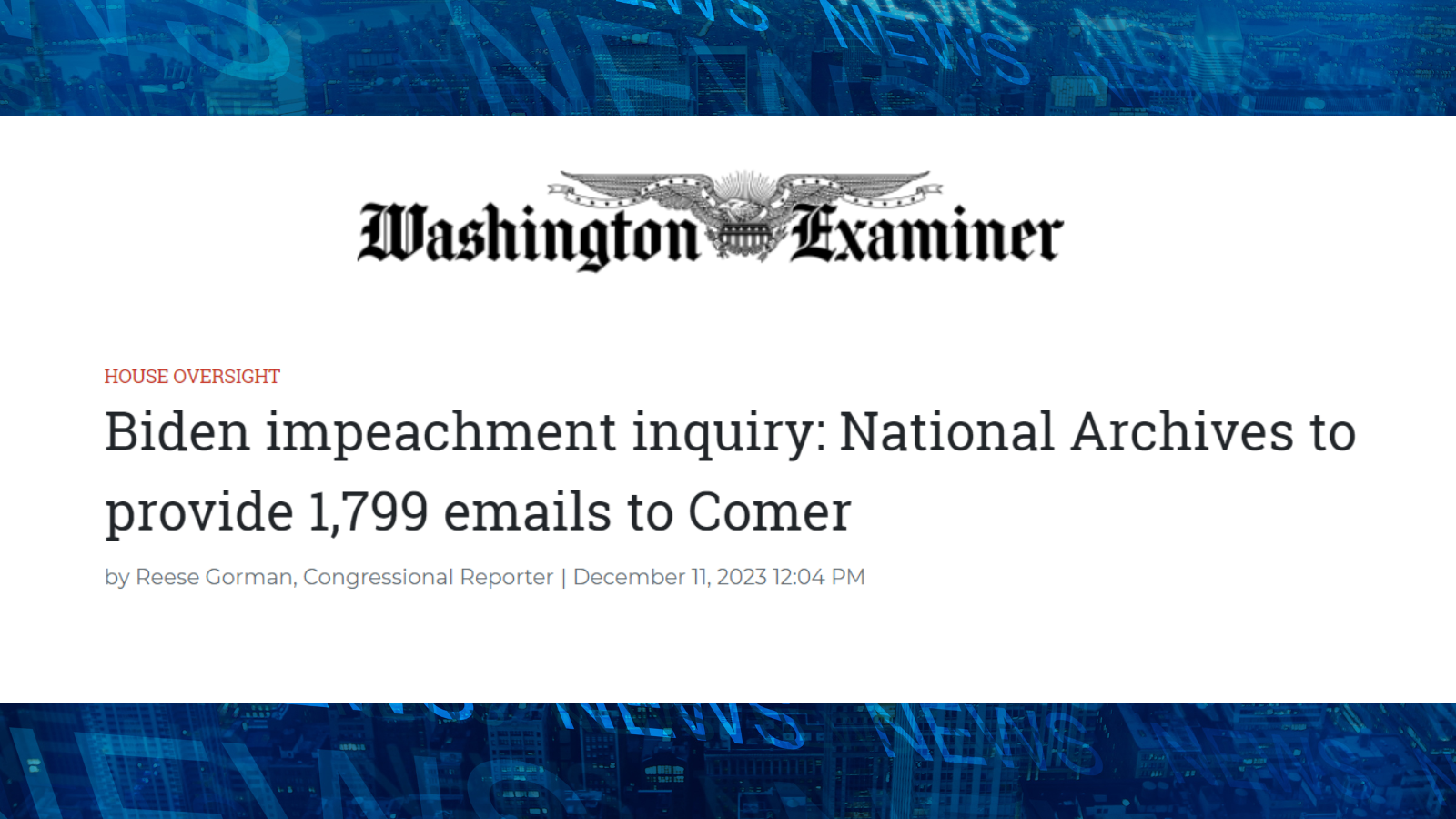 Biden impeachment inquiry: National Archives to provide 1,799 emails to Comer