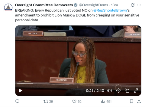 Rep. Brown in Committee tweet