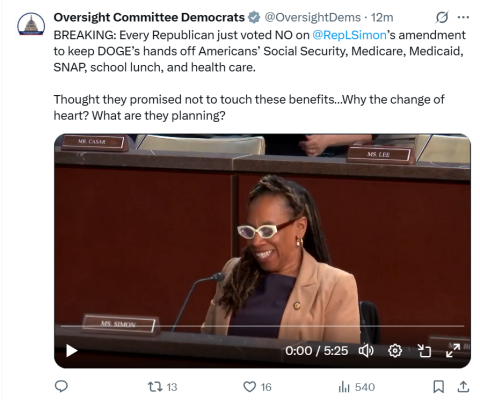 Rep. Simon in Committee tweet
